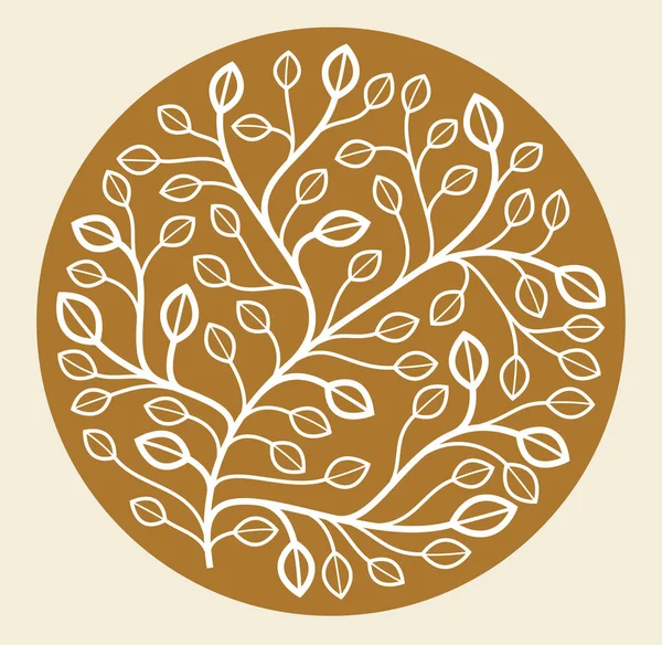 Emblème Floral Vectoriel Forme Ronde Sur Fond Sombre Logo Linéaire — Image vectorielle