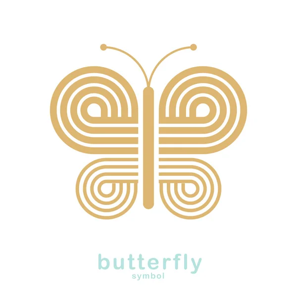 白い背景に隔離された蝶のエレガントな幾何学的な線形ベクトルシンボル 美容室やブティックや化粧品 女性的なエンブレムのための最高のロゴ — ストックベクタ