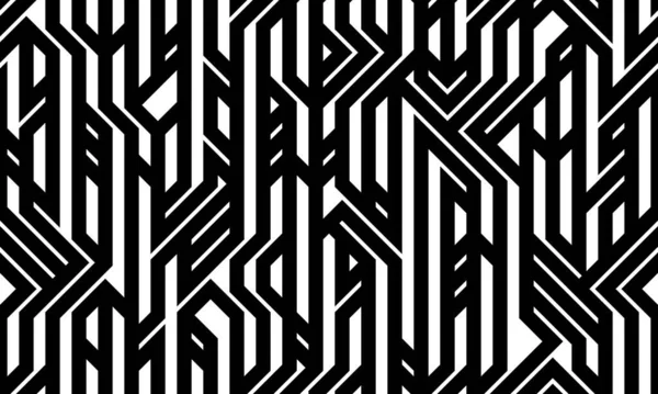 技術スタイルシームレスな線形パターンベクトル モノクロ回路基板ライン無限の背景壁紙画像 黒と白の幾何学的なデザインテクノマイクロ画像 — ストックベクタ