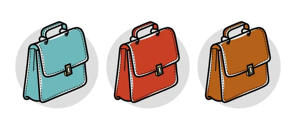 Lederen Tas Vector Illustratie Pictogram Geïsoleerd Witte Aktetas Zakenman Mode — Stockvector