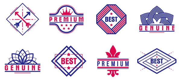 Conjunto Emblemas Vectoriales Primera Calidad Insignias Colección Logotipos Para Diferentes — Vector de stock