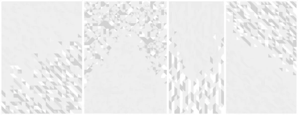 Abstract Mosaic Vector Backgrounds Set White Gray Monochrome Illustrations Collection — Stock Vector
