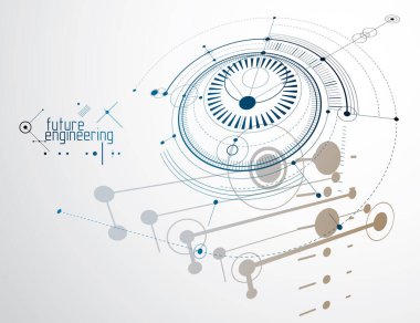 Gelecekçi soyut vektör teknolojisi arka planı. Makine mühendisliği duvar kağıdı.
