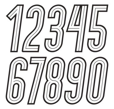 Moda retro uzun yoğunlaştırılmış vektör rakamları seti, modern sayılar koleksiyonu poster sanatının yaratılmasında kullanılabilir.