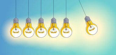 Ampul Newton beşik sarkacı fikri, vektör illüstrasyonu.