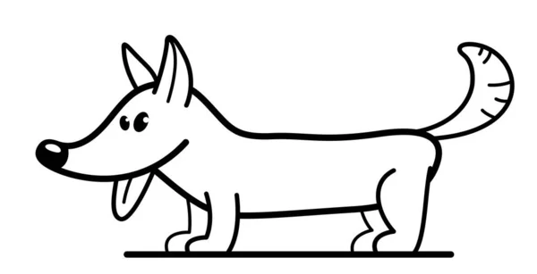 有趣的卡通狗站在向量平面上 用白色 可爱和可爱的家养动物朋友作比喻 — 图库矢量图片