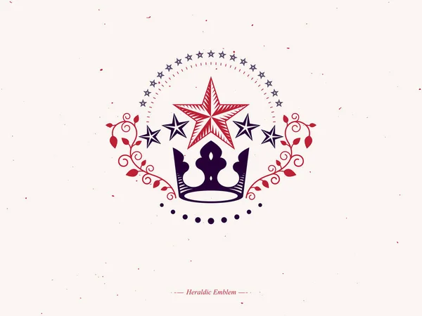 Emblema Corona Imperial Escudo Armas Heráldico Logotipo Vector Vintage Logotipo — Vector de stock