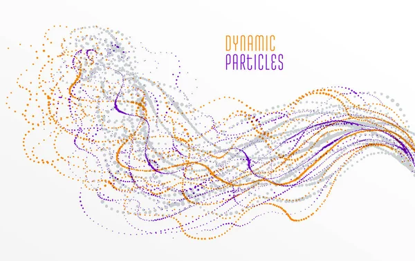 Stippen Deeltjes Stroomt Array Vector Abstracte Achtergrond Biologie Thema Ontwerp — Stockvector