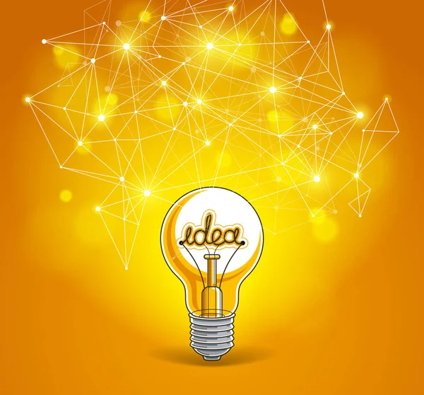 Light Bulb Connection Lines Low Poly Design Innovative Idea Concept — Stock Vector