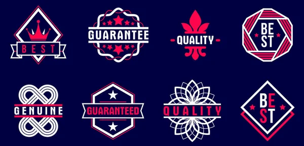 Emblemas Vetoriais Melhor Qualidade Premium Definidos Escuro Coleção Emblemas Logotipos —  Vetores de Stock