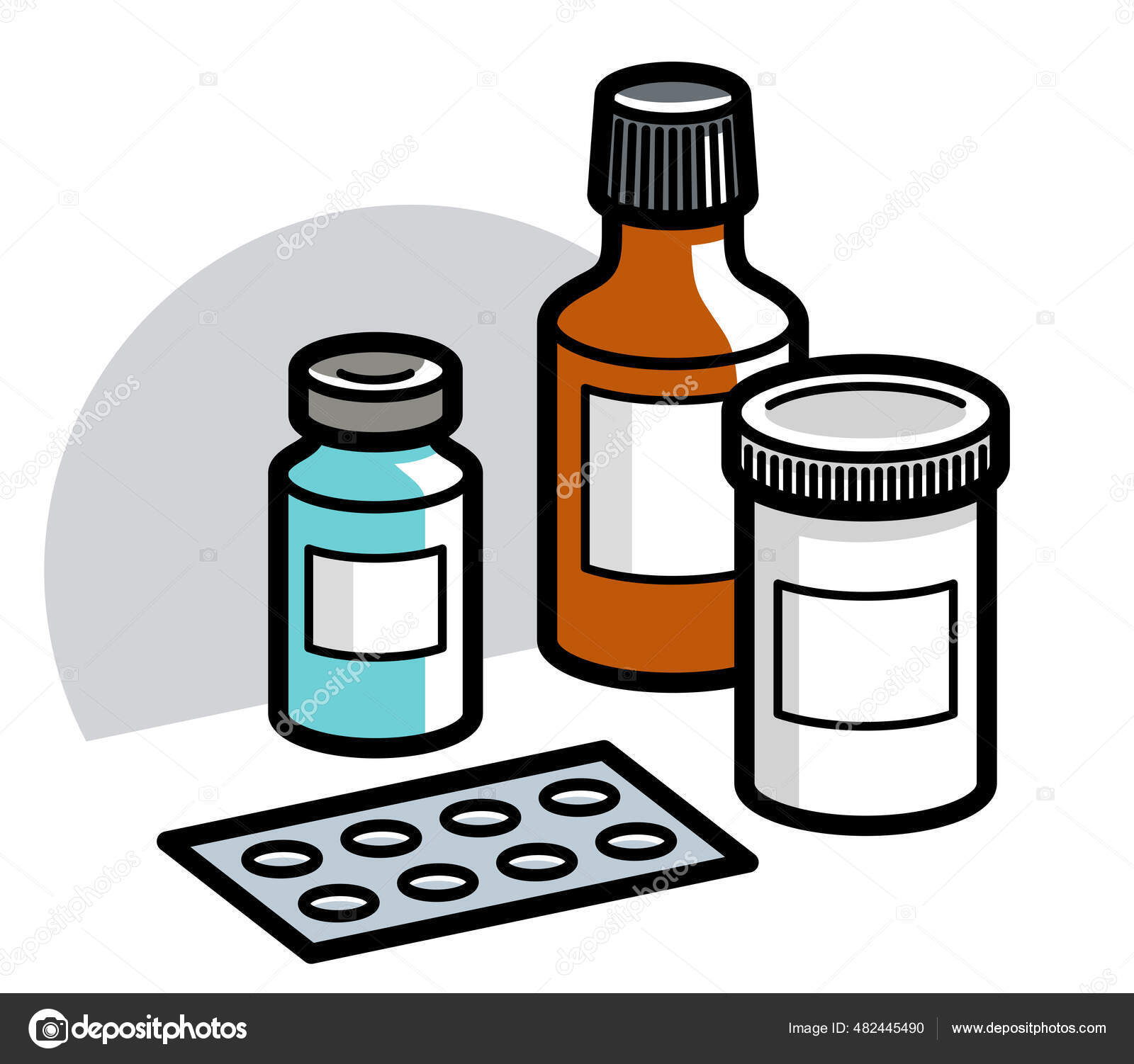 Medicina Farmácia Tema Garrafas Médicas Vetor Ilustração Isolado