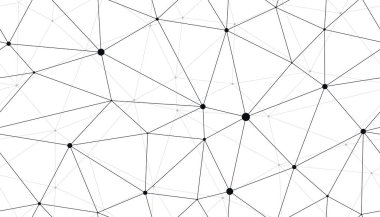 Bağlı ince çizgiler, siyah beyaz monokrom, sonsuz duvar kağıdı bilim temalı teknolojisiyle kusursuz vektör şablonu.