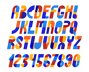 Spor oyun yazı tipi, vektör modası geometrik alfabe harfleri seti, italik hız yazı tipi, sayılar dahil, 90 'ların stili logo oluşturma.