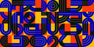 Soyut dikişsiz arkaplan, modaya uygun renkli çizgili modelde vektör geometrik döşeme deseni, modern tasarım sanatsal kompozisyonu.