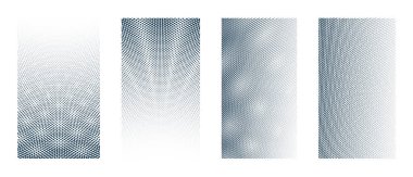 Moire deseni, vektör soyut arkaplan koleksiyonunu, tasarım için dikey şablonlar dizisini noktalar.