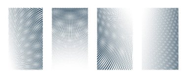 Moire deseni, vektör soyut arkaplan koleksiyonunu, tasarım için dikey şablonlar dizisini noktalar.