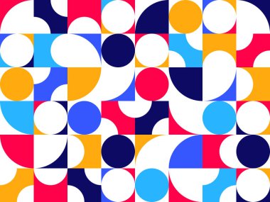 Soyut vektör geometrik dikişsiz desen, renk basit geometrik elementler tekrarlanan fayanslar, duvar kağıdı veya web sitesi arka planı, geçmişe dönük tasarım arka planı.