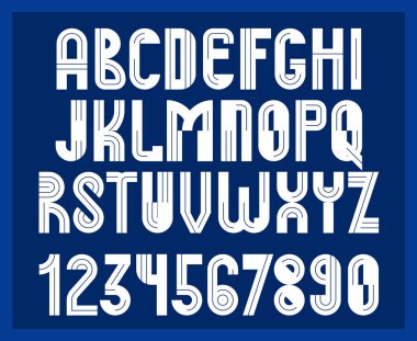 Soyut geometrik orijinal yazı tipi vektör yazı tipi seti, logo oluşturma alfabesi asgari teknik doğrusal geometri biçimi, stil kare eşsiz karo harfler kümesi, büyük harf ve sayı kümesi.