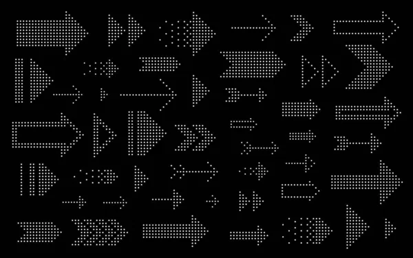 Flèches Pointillées Grand Ensemble Vectoriel Icônes Logos Collection Curseurs Direction — Image vectorielle