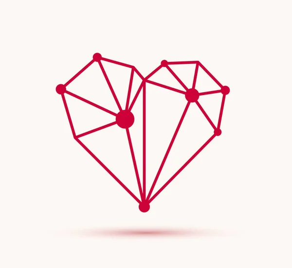 Low Poly Geometric Heart Vector Icon Logo Graphic Design Love — Stock Vector