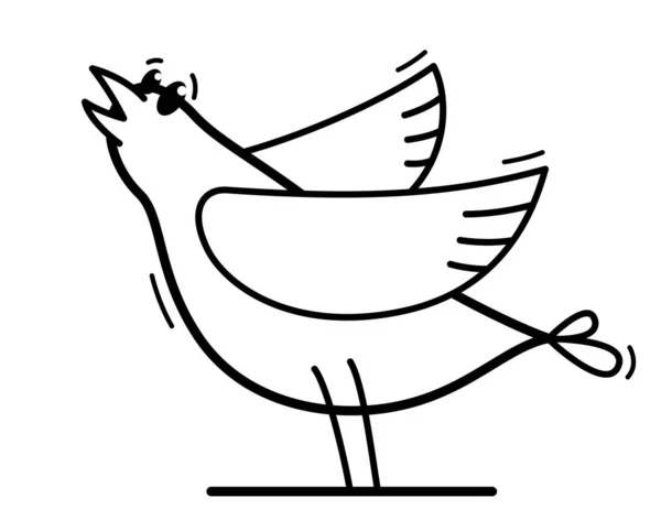 Смешная Карикатура Курицу Плоским Вектором Изолированная Белом — стоковый вектор