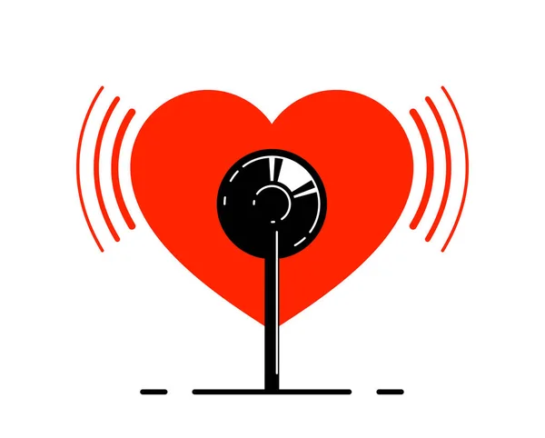 Stethoscoop Met Hart Vector Eenvoudig Pictogram Geïsoleerd Witte Achtergrond Cardiologie — Stockvector