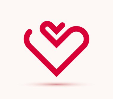 Kalp geometrik logo vektör simgesi veya logotip, grafik tasarım modern biçim ögesi, sevgi bakımı ve hayırseverlik geometrik sembolü.