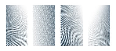 Moire deseni, vektör soyut arkaplan koleksiyonunu, tasarım için dikey şablonlar dizisini noktalar.