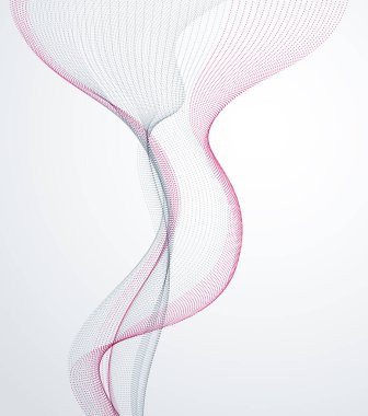 3D parçacıklar ağ dizisi, ses dalgaları. Yuvarlak nokta vektör etkisi çizimi. Harmanlanmış ağ, 3D fütüristik teknoloji tarzı.