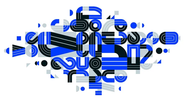 Composition Dynamique Abstraite Vectorielle Désordonnée Bleu Minimaliste Doublé Art Moderne — Image vectorielle