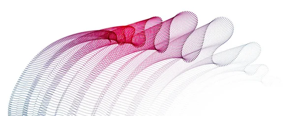 动态颗粒声波流动 透明的郁金香织物随风飘扬 虚线曲线矢量抽象背景 美丽的3D波阵形混合点阵 — 图库矢量图片