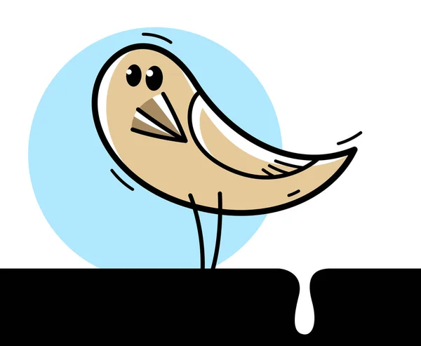 Pequeño Lindo Pájaro Caca Humorístico Dibujo Animado Vector Plano Ilustración — Vector de stock