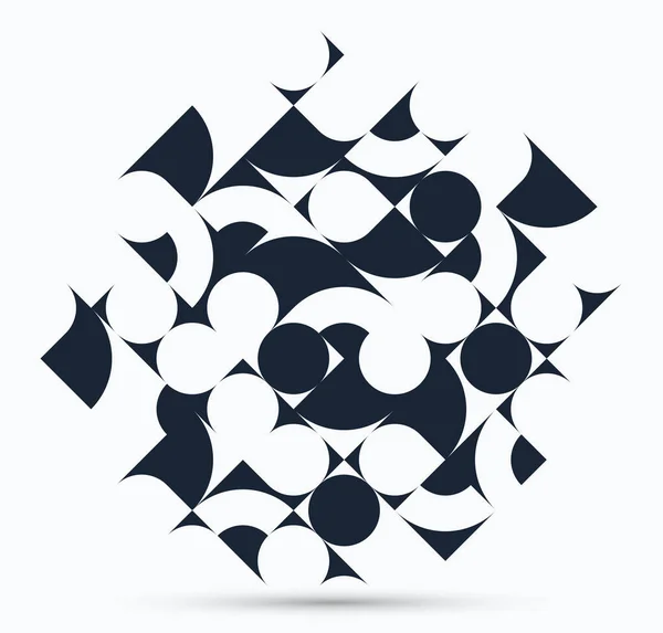 几何背景隔离 70年代复古风格的矢量黑白设计元素 具有几何形状的现代复杂构图 — 图库矢量图片