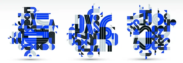 Conjunto Composiciones Diseño Vectorial Abstracto Desordenado Dinámico Colección Arte Moderno — Archivo Imágenes Vectoriales