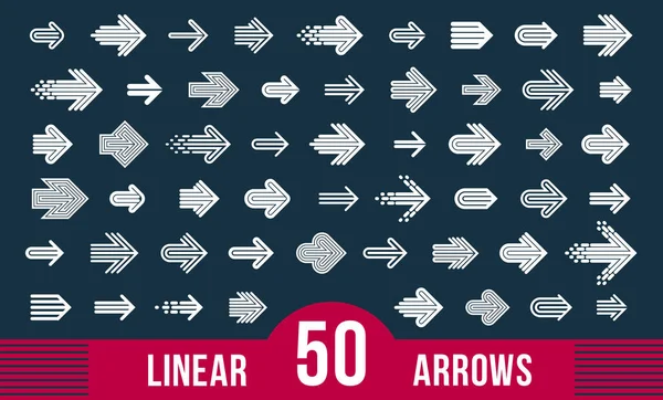 Linear Arrow Logos Vector Set Collection Arrows Symbols Use Icons — Stock Vector