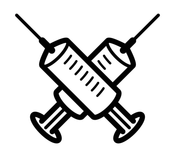 Vacinação Tema Vetor Ilustração Uma Seringa Isolada Sobre Branco Epidemia —  Vetores de Stock