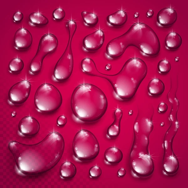 Gotas Agua Conjunto Vector Realista Colección Elementos Gotas Condensación Rocío — Archivo Imágenes Vectoriales