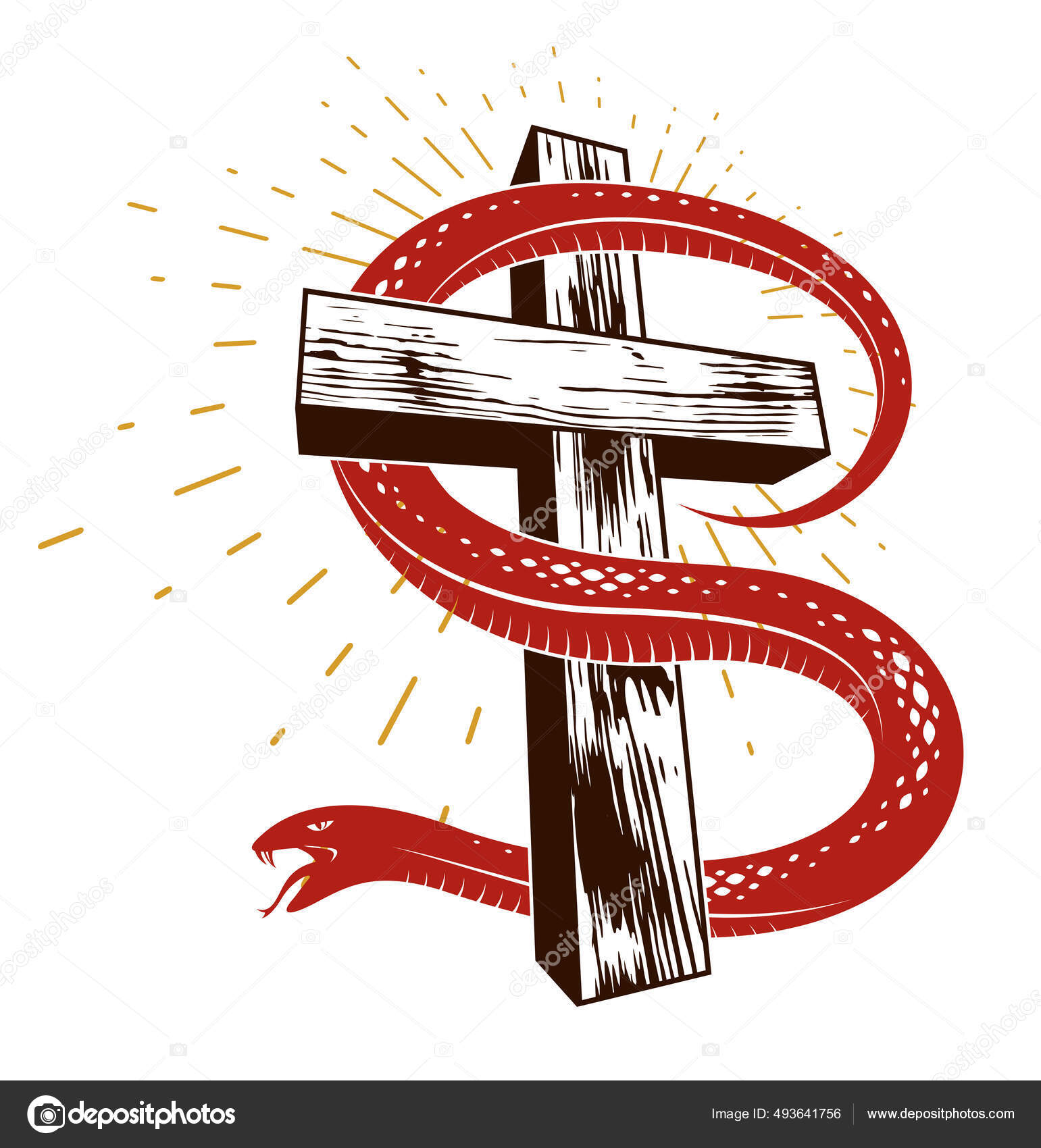 기독교 십자가 성자와 죽음을 상징하는 일러스트 스톡 벡터 - ©Ostapius 493641756