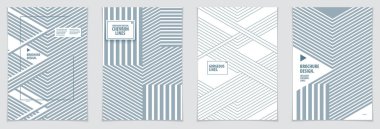 Minimalist kapak tasarımları. Vektör geometrik desenler soyut arkaplanlar oluşturuldu. Kapaklar, Pankartlar, Posterler, Afişler ve Afişler için tasarımlar. A4 yazdırma biçimi.