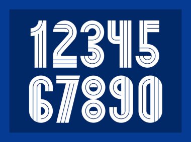 Geometrik sayılar kümesi, vektör rakamları, geometri elemanları ile yapılmış retro 90 'ların moda rakamları, çizgili çizgili çizgili tasarım.