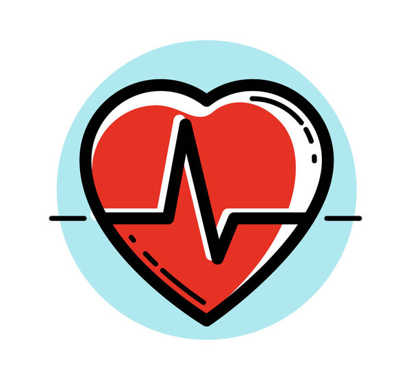 Сердце с кардиограммой здравоохранения и кардиологии векторная линейная икона изолированы на белом фоне.