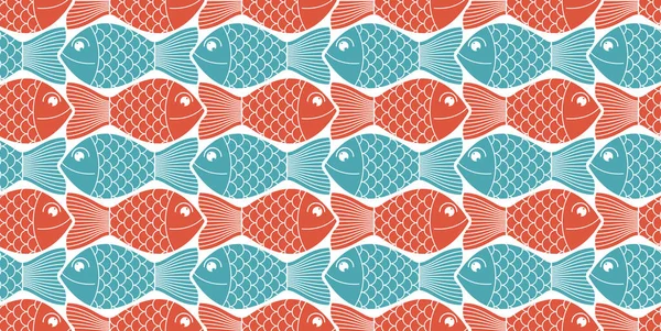Funny Cartoon Fishes Vector Seamless Background Cute Childish Pattern Children — Stock Vector