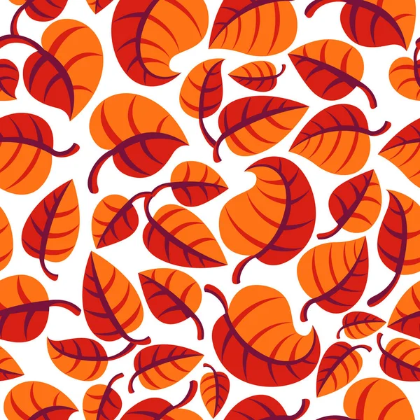 Stylish Cartoon Autumn Leaves Seamless Vector Pattern Endless Wallpaper Textile — Stock Vector