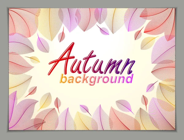 Autumn Leaves Horizontal Background Nature Fall Template Design Banner Ticket — Stock Vector