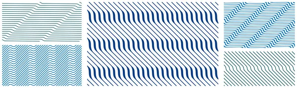 Geometrische Wellenförmige Linien Nahtlose Muster Vektor Set Dimensionale Endlose Hintergrundbild — Stockvektor