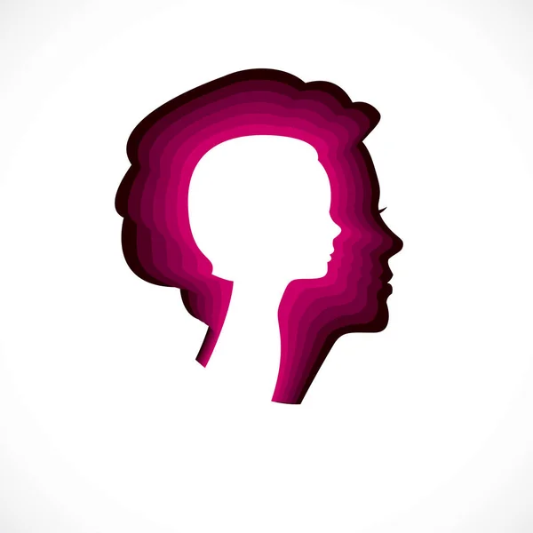 Psychology Vector Logo Created Woman Head Profile Little Child Girl — Stock Vector