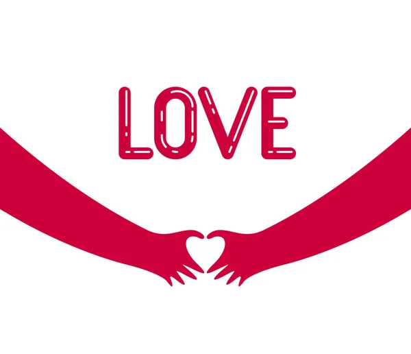 Beyaz Vektör Illüstrasyonunda Kalp Işaretini Gösteren Yazısı Aşk Temalı Pankart — Stok Vektör