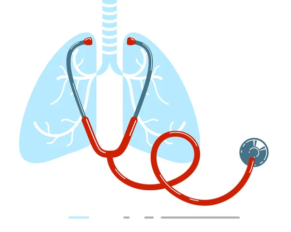 Estetoscopio Con Vector Pulmonar Icono Simple Aislado Sobre Fondo Blanco — Archivo Imágenes Vectoriales