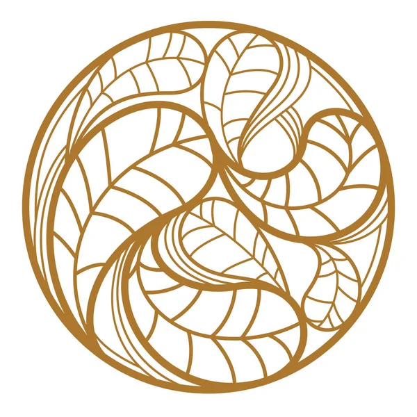 白で隔離されたブティックやホテルやサロンのロゴのための丸い花のヴィンテージリニアロゴデザインテンプレート サークル内の葉の組成物の美しいライン図面 枝の成長の性質 — ストックベクタ