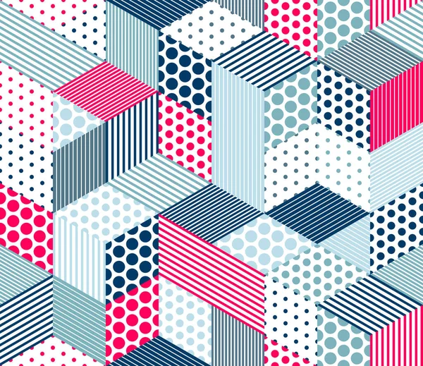 Motif Sans Couture Géométrique Pointillé Avec Des Cubes Des Blocs — Image vectorielle